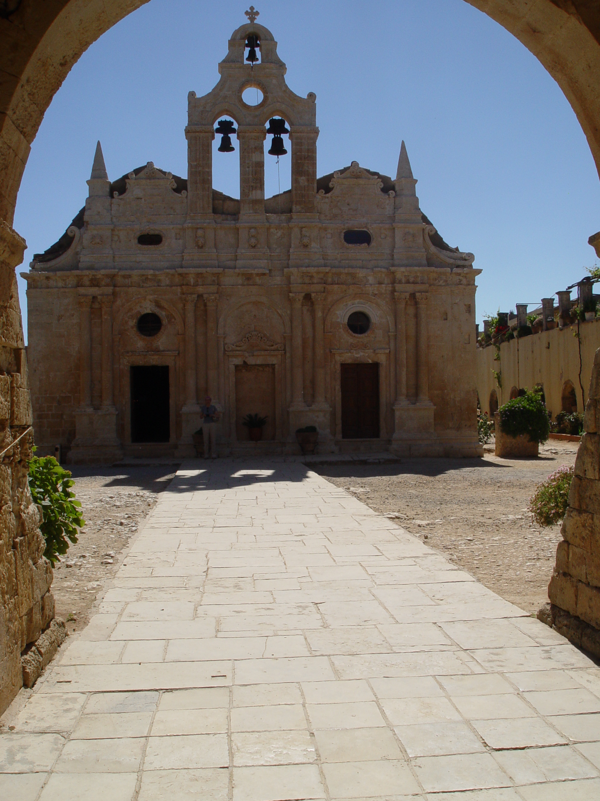 Arkadi Monastery framed through an arch