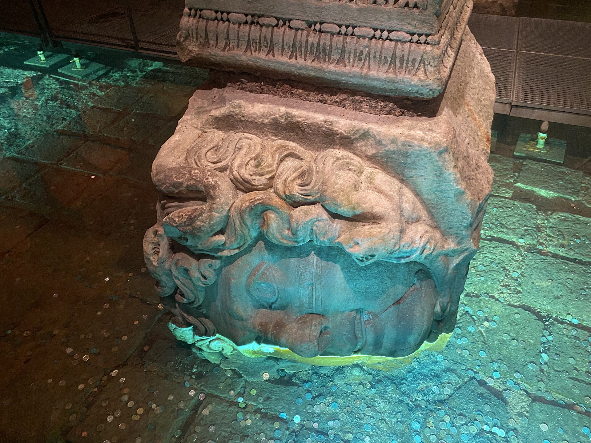 Medusa-head column base in the Basilica Cistern