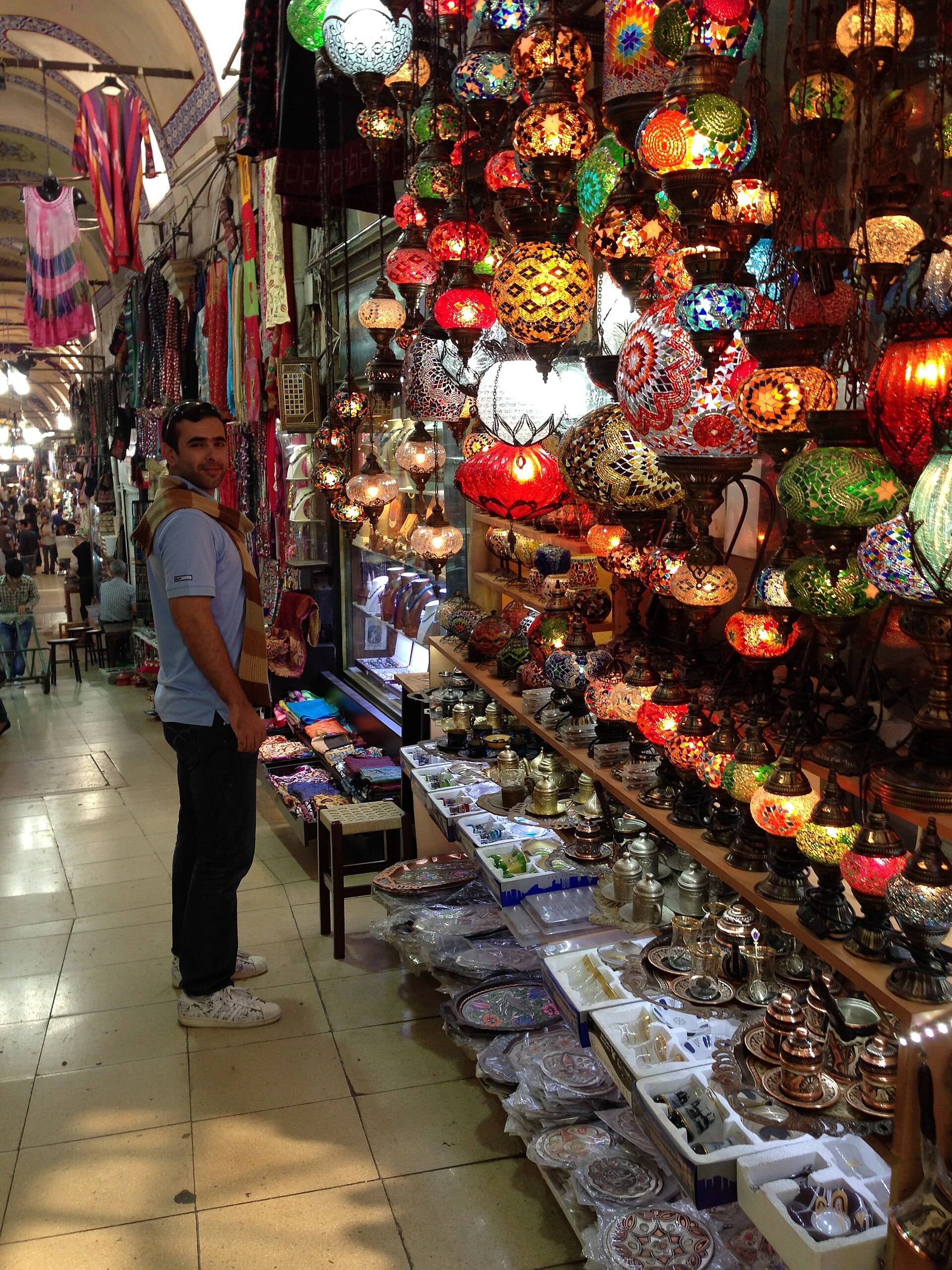 Lamps and stalls inside the Grand Bazaar